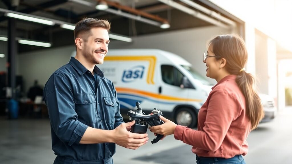 Auto parts delivery and installation service.